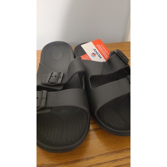 JJ Footwear Shoes - HUHV Slide Sandals Advance Comfort & Recovery Footwear Black Cushion